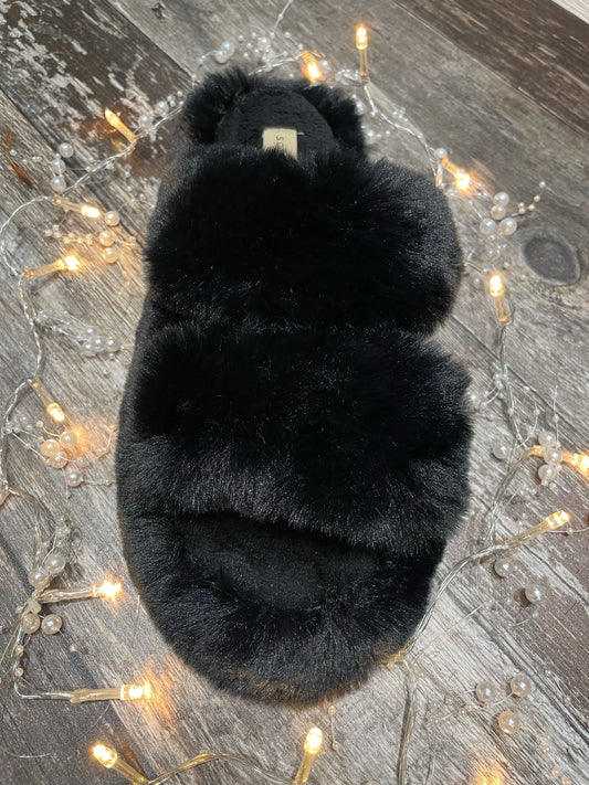 Soya Concept Furry Slippers in Black